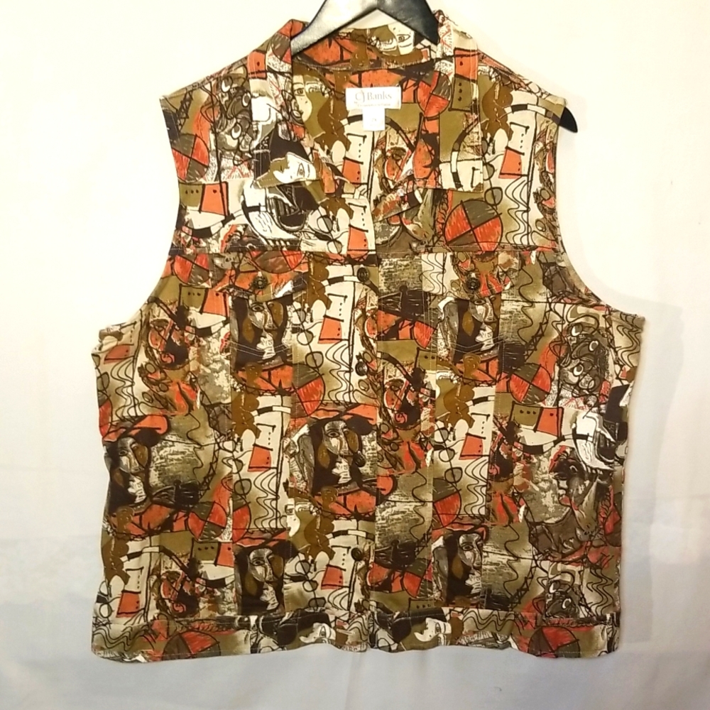 Abstract Print Women's Vest Jacket